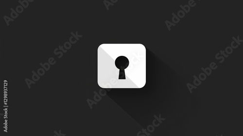 A minimalist keyhole icon displayed on a dark background with a subtle shadow effect.