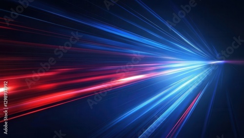 Dynamic Light Rays in Red and Blue Colors Creating a Vibrant Background for Technology and Abstract Themes