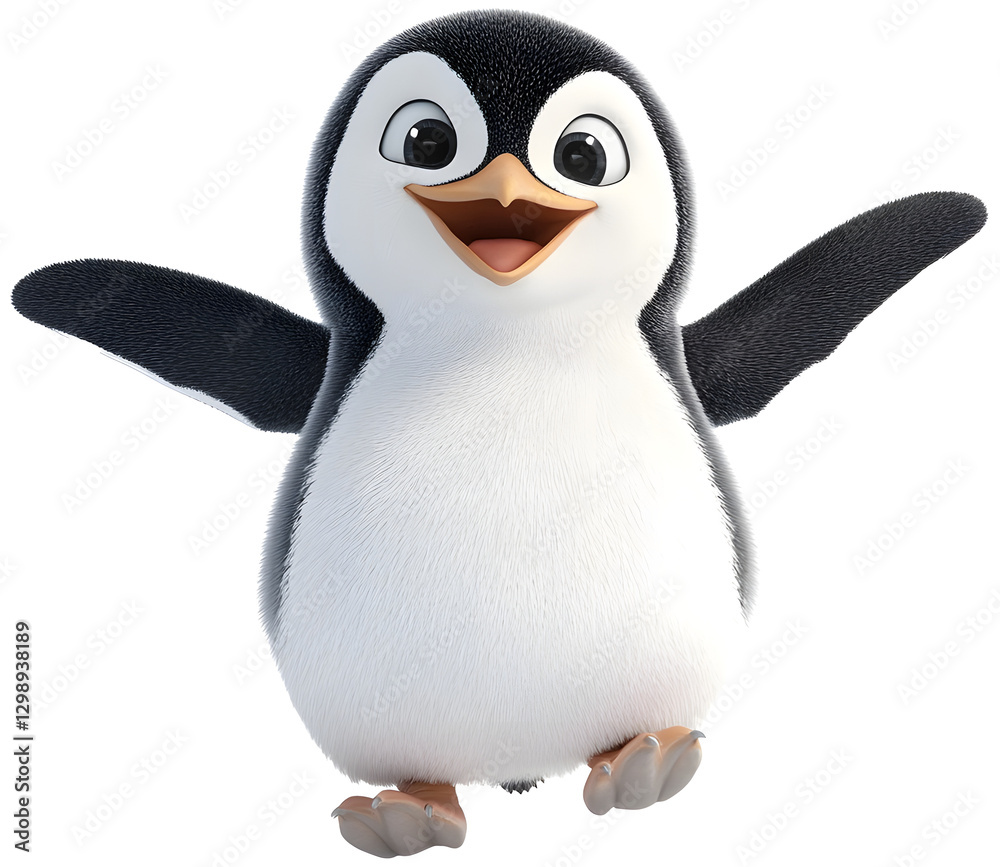 Fototapeta premium Cheerful Penguin in 3D Rendering
