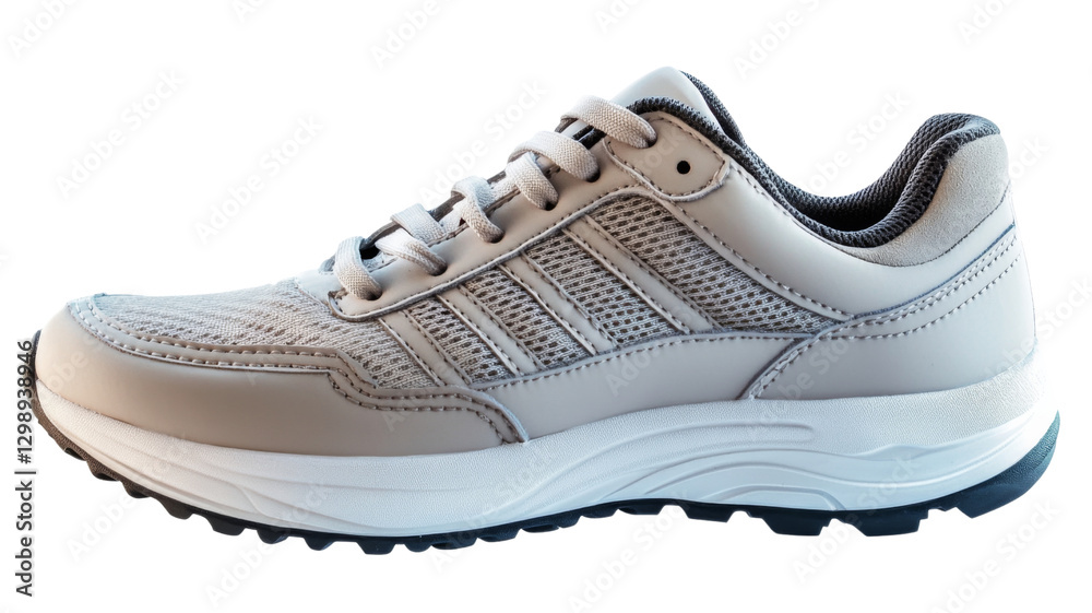 Light grey sneaker with white laces isolated on transparent background Light grey sneaker with white laces isolated on transparent background