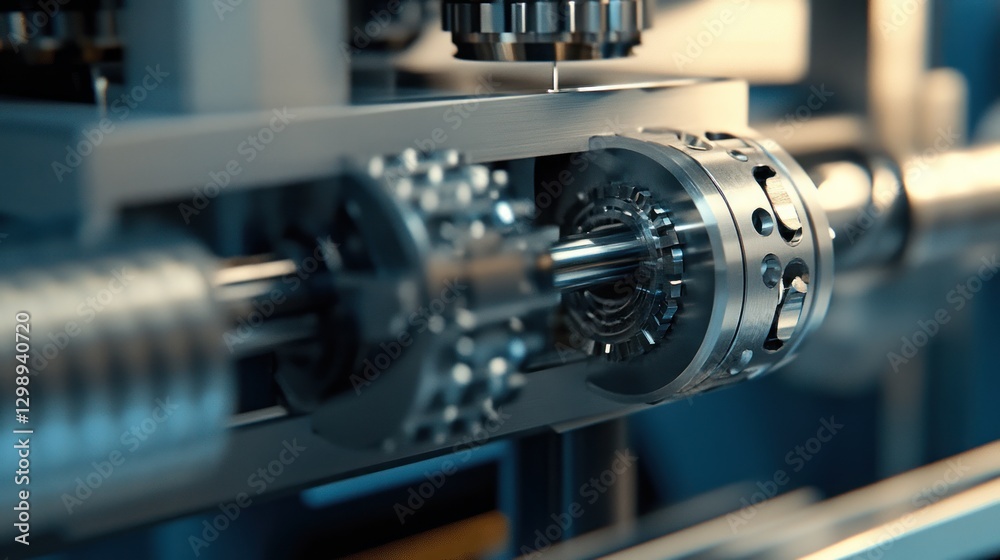 Fototapeta premium Close-up Industrial Machine Parts in Motion