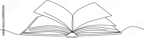 Continuous Line Drawing of an Open Book – Minimalist One-Line Illustration