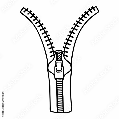 Open Zipper Vector Illustration Simple Mono Color Line Art for Fashion and Design