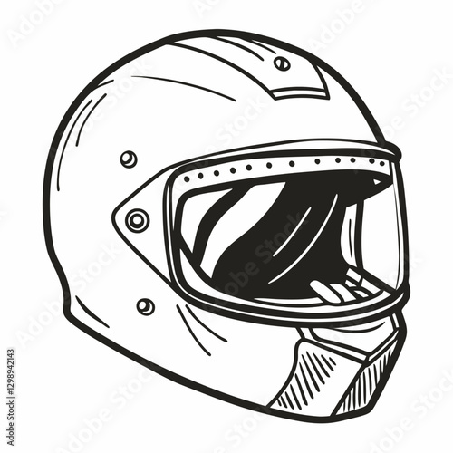 Vintage Motorcycle Helmet Illustration Retro Style Protective Gear Vector Drawing