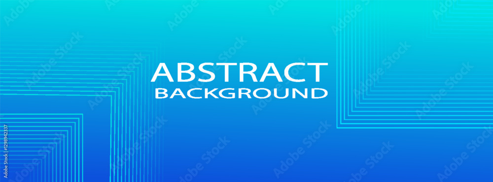 Obraz premium Vector abstract blue gradient long banner template. Minimal business background with line arrows and copy space for text. Social media cover, web header