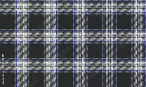 Seamless plaid pattern, black, white, gray, blue, suitable for designing clothes, skirts, pants. Modern patterns add classic and stylish.