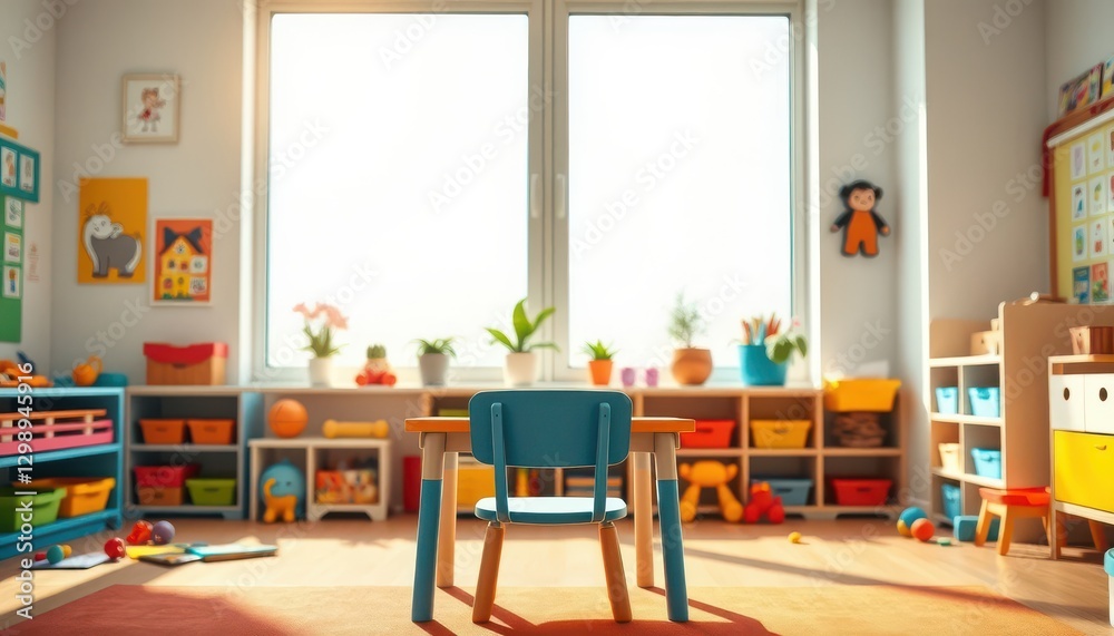 Fototapeta premium Creative playroom design for children bright and colorful environment educational space inviting viewpoint