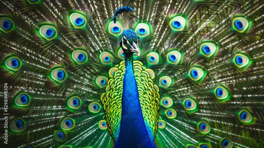 Obraz premium Majestic peacock displaying its feathers