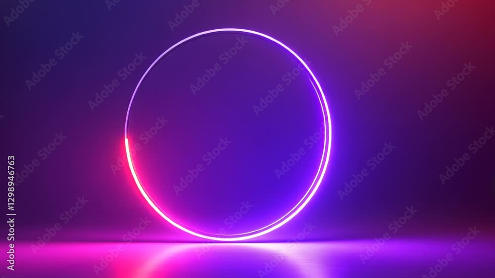 Neon Circle Glowing with Vibrant Colors, Abstract Design in Motion Neon Circle Glowing with Vibrant Colors, Abstract Design in Motion