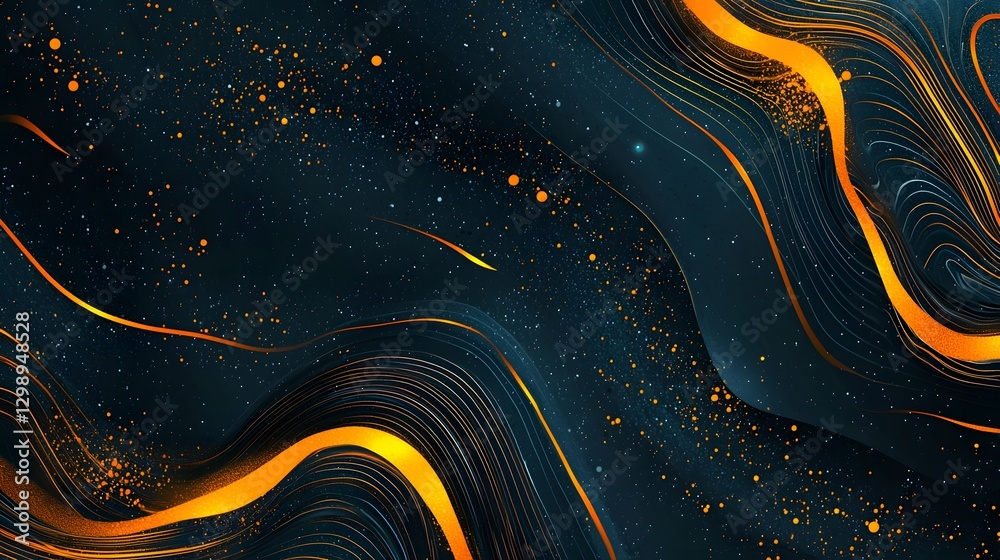 Obraz premium Mesmerizing Abstract Luxury Background with Shimmering Golden Waves and Glowing Light Trails