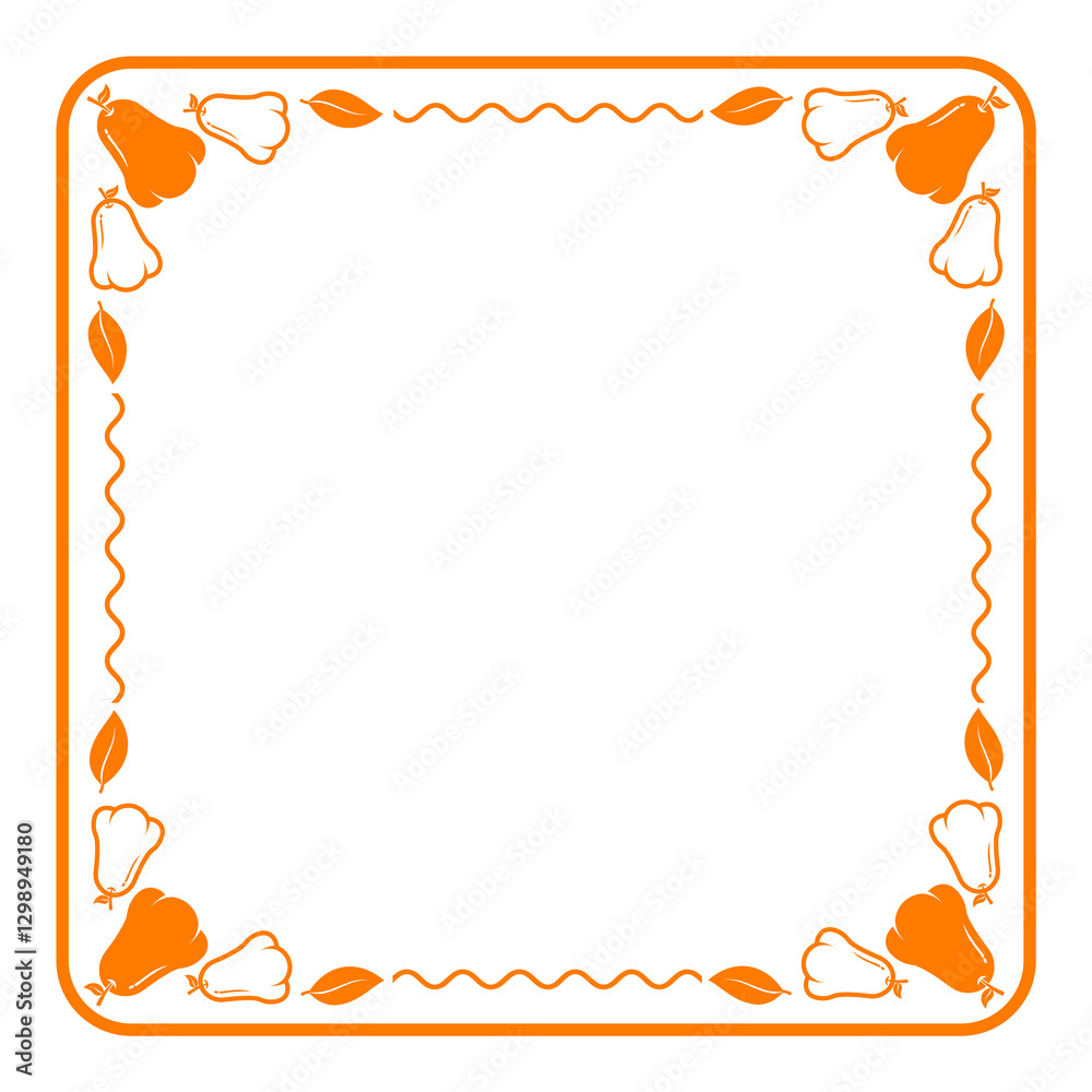orange line and line wave square frame with rose apple orange line and line wave square frame with rose apple