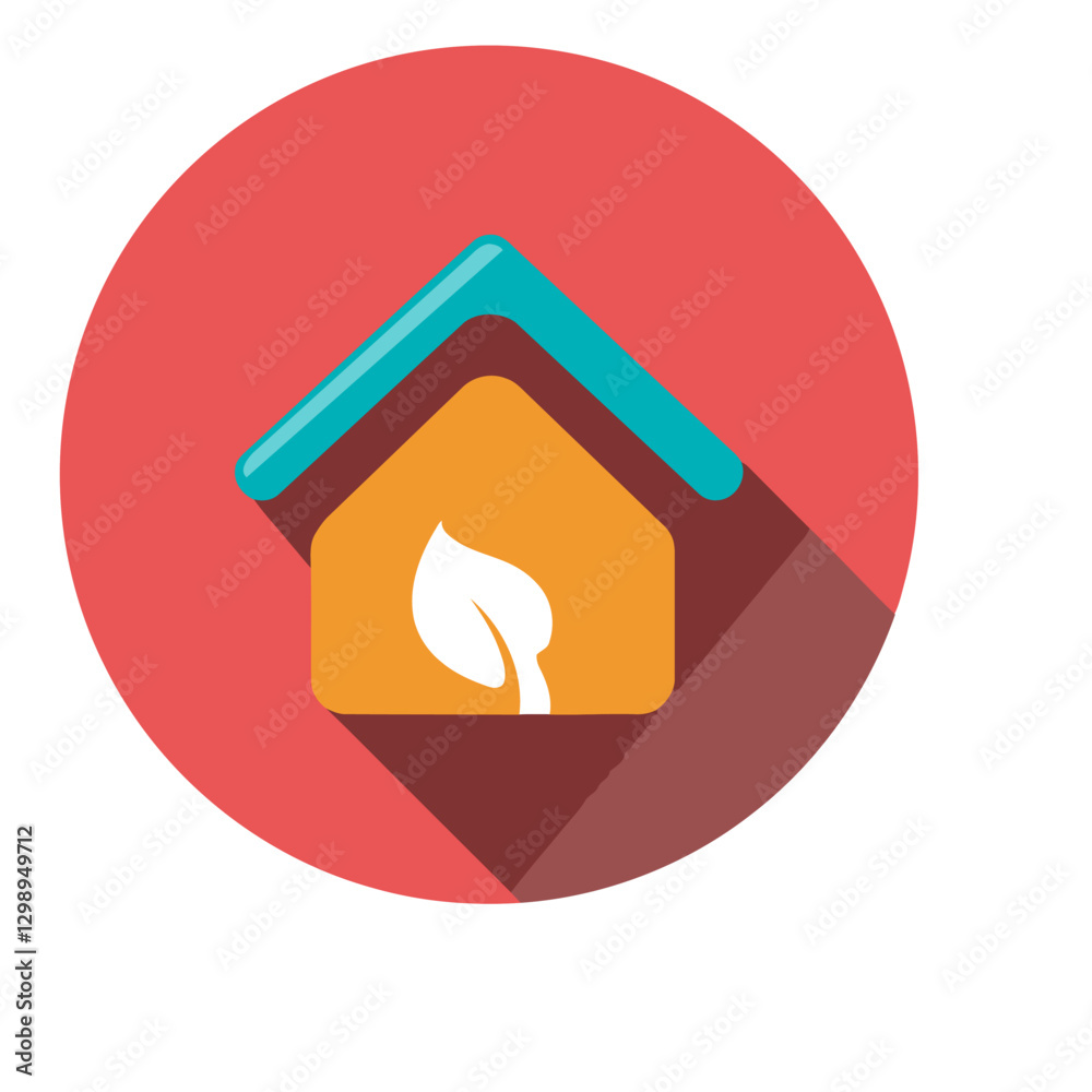 Eco-Friendly Home Icon: A vibrant icon showcases an eco-conscious house, combining architectural design with a plant-based motif symbolizing sustainable living and environmental responsibility. Eco-Friendly Home Icon: A vibrant icon showcases an eco-conscious house, combining architectural design with a plant-based motif symbolizing sustainable living and environmental responsibility.