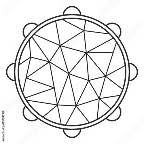 Geometric Harmony: The circular form of the tambourine hosts a captivating array of intricate geometric shapes, creating a mesmerizing visual experience.