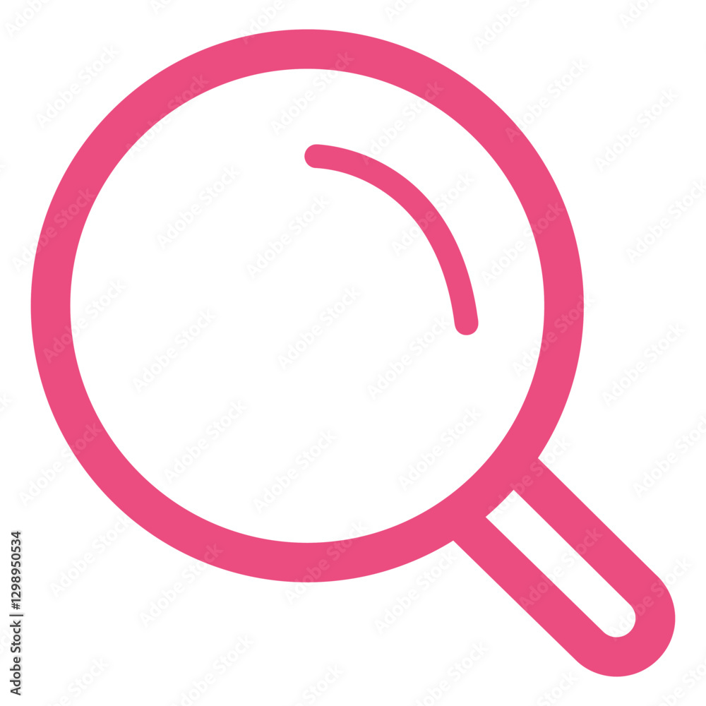 Magnifying Glass Icon: A vibrant pink magnifying glass icon, symbolizing search and discovery, isolated against a clean backdrop, perfect for web design, interface elements. Magnifying Glass Icon: A vibrant pink magnifying glass icon, symbolizing search and discovery, isolated against a clean backdrop, perfect for web design, interface elements.