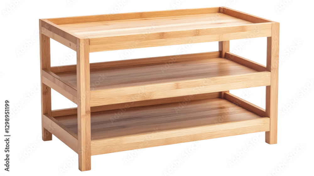 Empty wooden bamboo shelf isolated on transparent background Empty wooden bamboo shelf isolated on transparent background