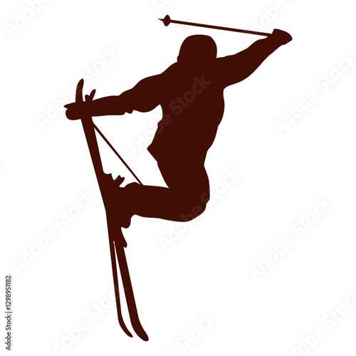 Winter Sport Silhouette: Dynamic silhouette of a skier mid-air, capturing the thrill and skill of winter sports. 