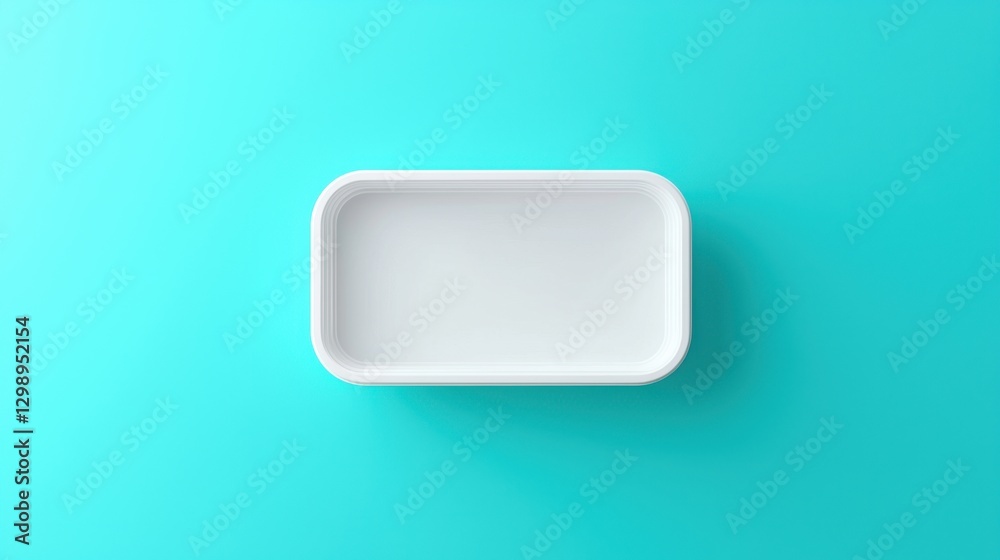 Minimalist White Rectangular Tray on Solid Teal Background for Stylish Organization and Decorative Display in Modern Interiors Minimalist White Rectangular Tray on Solid Teal Background for Stylish Organization and Decorative Display in Modern Interiors