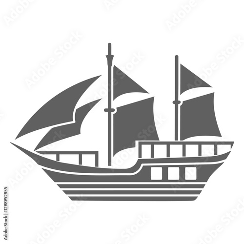 Sailing Silhouette: A stylized silhouette of a classic sailing ship, poised to journey, evoking a sense of adventure and maritime exploration.