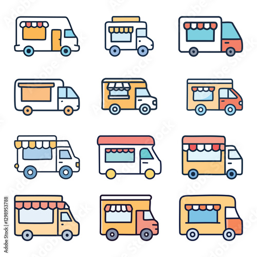 Colorful Collection of Cute Food Trucks