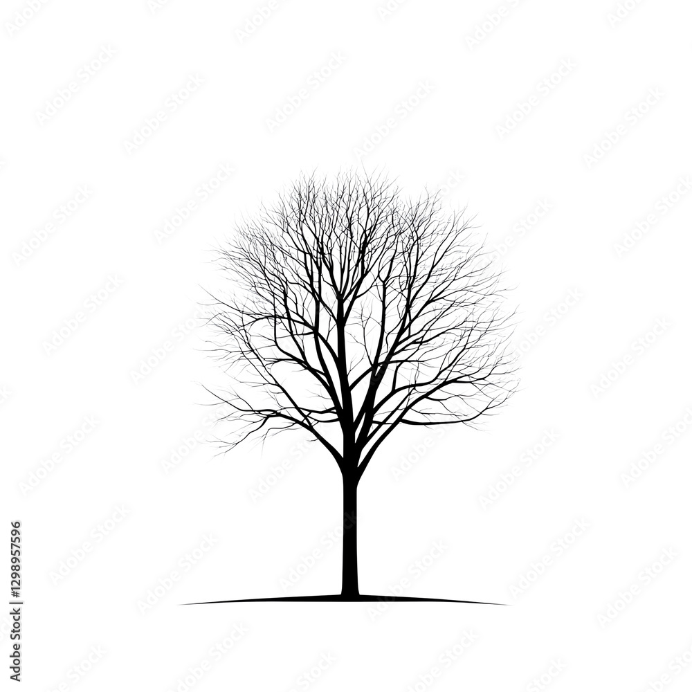 Obraz premium Elegant Tree Line Art Illustration PNG | Minimalist Nature Sketch