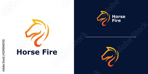 logo design combination of horse head and fire, horse brand logo, speed, strong, flame, fire, symbol, icon, creative idea.