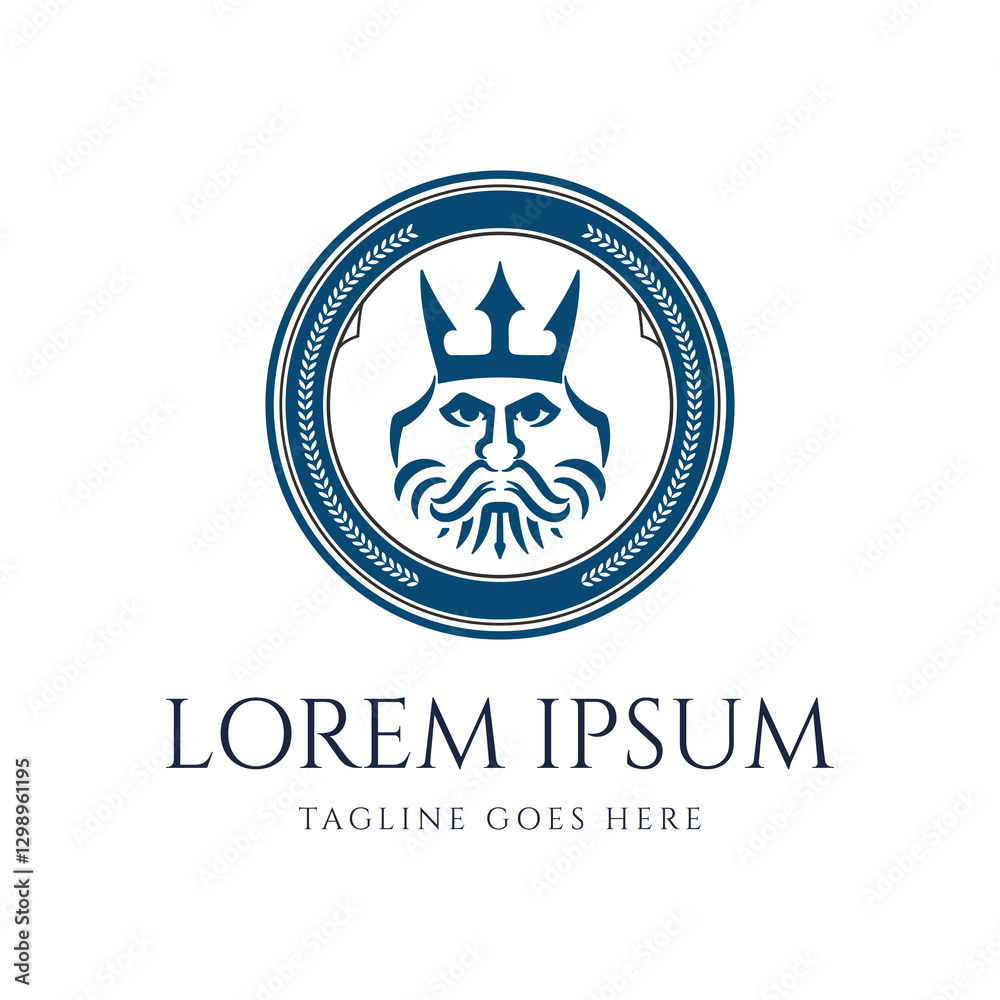 Old Man Face with Beard Mustache and Ancient Crown for Lord King logo Old Man Face with Beard Mustache and Ancient Crown for Lord King logo