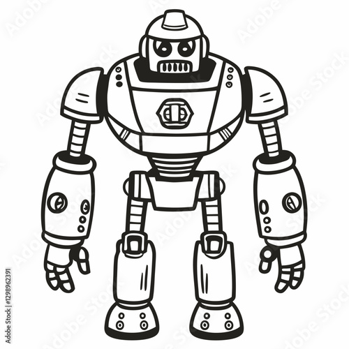 Retro Robot Vector Illustration Vintage Mechanical Design with Futuristic Elements