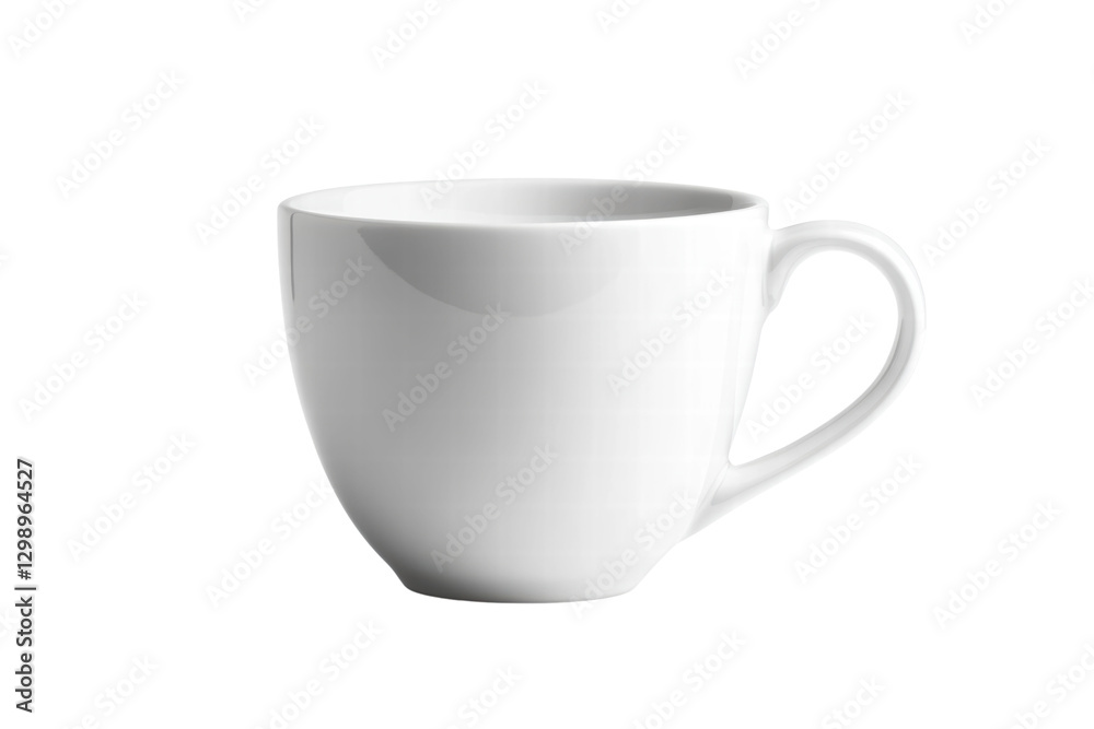 Elegant single white coffee cup in ceramic mug side isolated on transparent or white background, png Elegant single white coffee cup in ceramic mug side isolated on transparent or white background, png