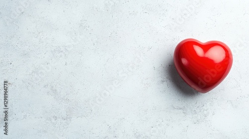Red heart on white background, love concept, Valentine's Day card design