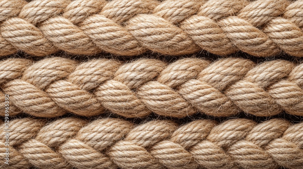 Close-up View of Thick Natural Fiber Rope with Detailed Texture and Weave, Perfect for Nautical, Outdoor, or Rustic Themed Designs and Projects Close-up View of Thick Natural Fiber Rope with Detailed Texture and Weave, Perfect for Nautical, Outdoor, or Rustic Themed Designs and Projects