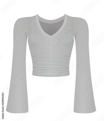 Crop long sleeve t shirt. vector