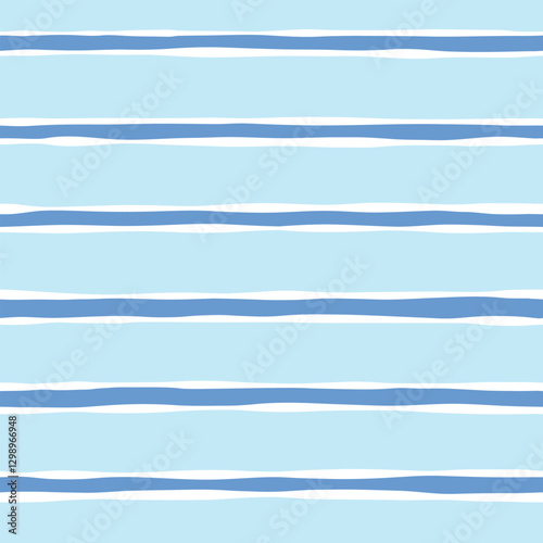 Blue stripes seamless pattern. Cute baby lines print. Watercolor sea stripes background