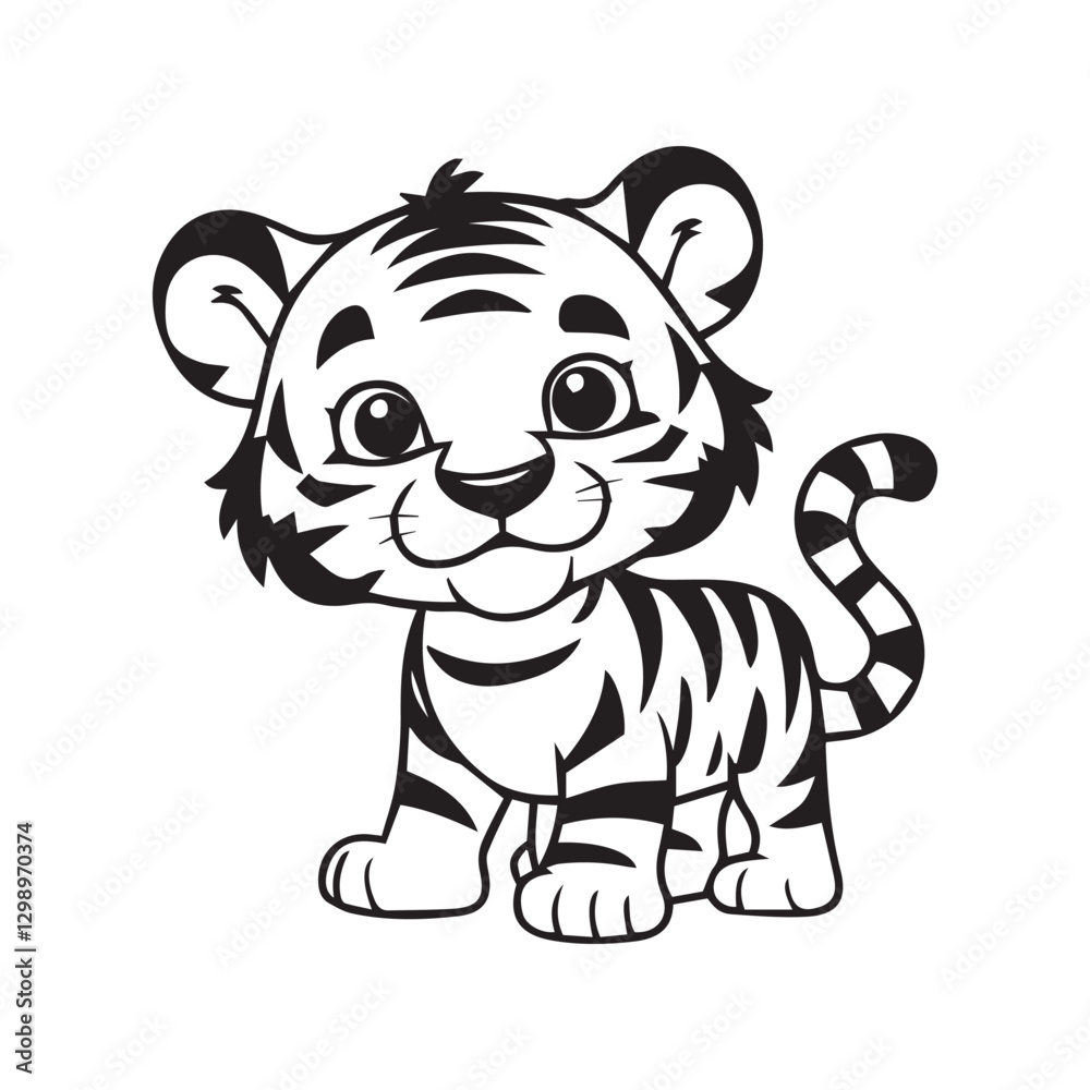 Cute Tiger vector silhouette design Cute Tiger vector silhouette design