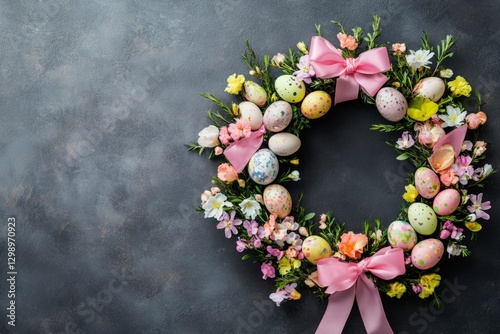 Easter Wreath with Eggs and Flowers