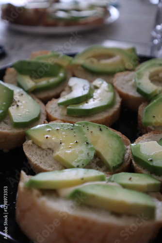 Sandwiches with avocado close up