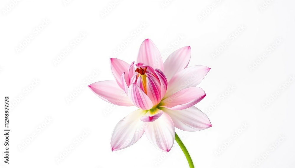 A single vibrant bloom, petals unfurled, set against pure white, stock photo, beautiful A single vibrant bloom, petals unfurled, set against pure white, stock photo, beautiful