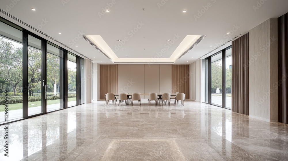 Fototapeta premium Modern Dining Room with Garden View. Interior Design