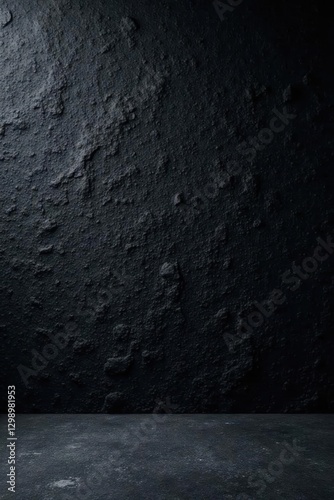 Rough black wall  dark concrete floor Grunge texture   midnight  brick  dark grey