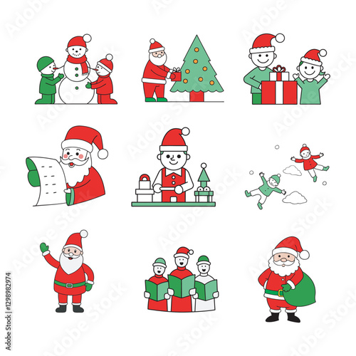 A creative collection of outline vector art for Christmas festive moments