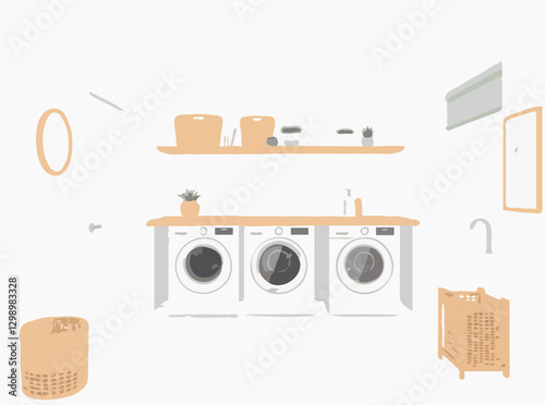 Minimalist Laundry Room Design with Efficient Layout