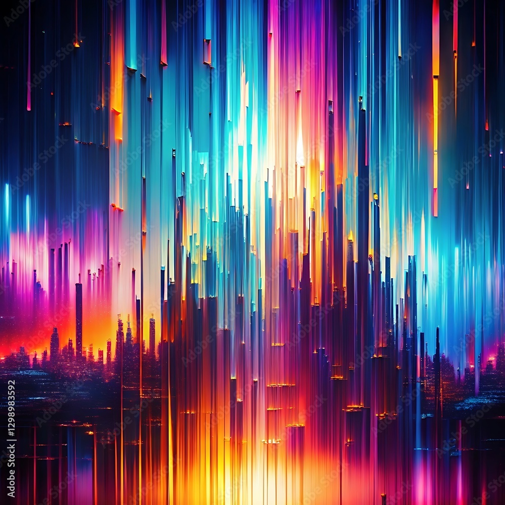 Glitch Effect Background with Distorted Lines and Pixelated Colors, Edgy Digital Art Glitch Effect Background with Distorted Lines and Pixelated Colors, Edgy Digital Art