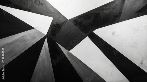 Abstract Black and White Geometric Art with Dynamic Angles and Contrasting Shapes photo