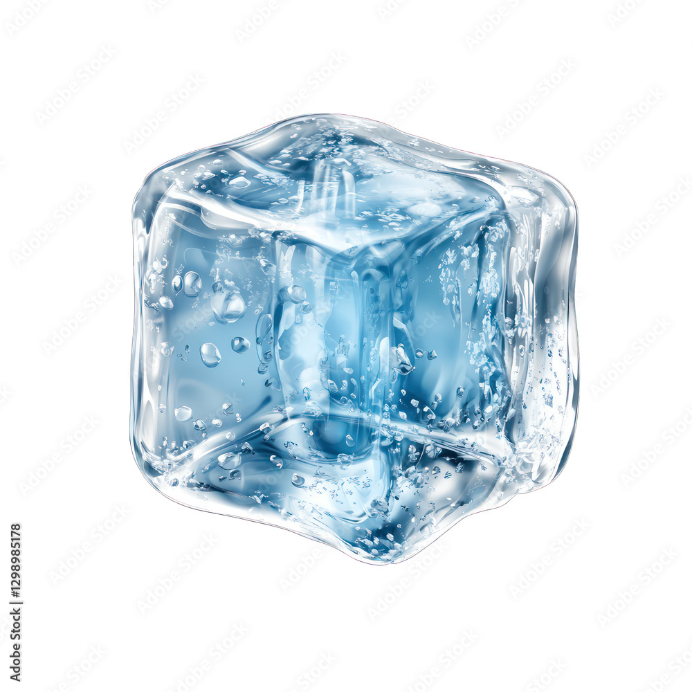 Floating ice cube with condensation isolated on transparent background. Floating ice cube with condensation isolated on transparent background.