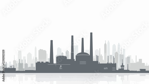 Vector illustration of a futuristic sustainable city powered by renewable energy sources, including solar panels and wind turbines, emphasizing clean energy solutions.