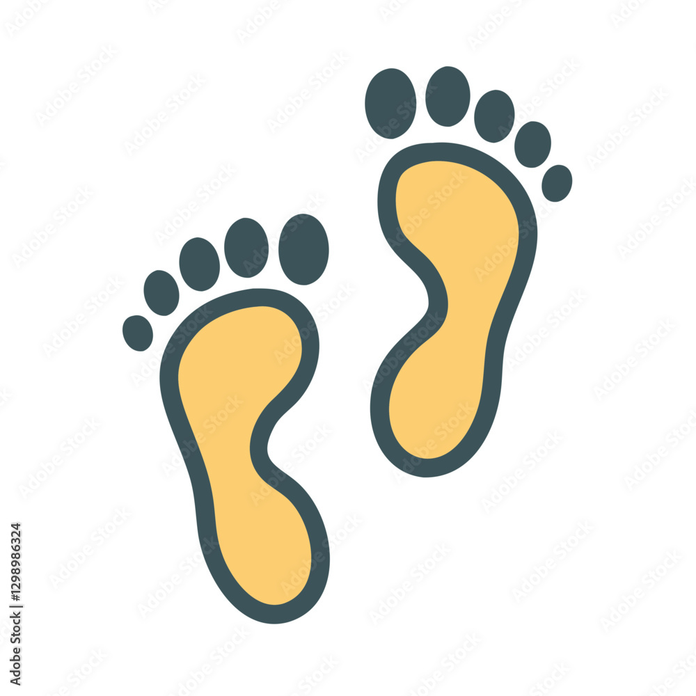 Stylized footprints icon representing walking and footprints in a fun and colorful design Stylized footprints icon representing walking and footprints in a fun and colorful design