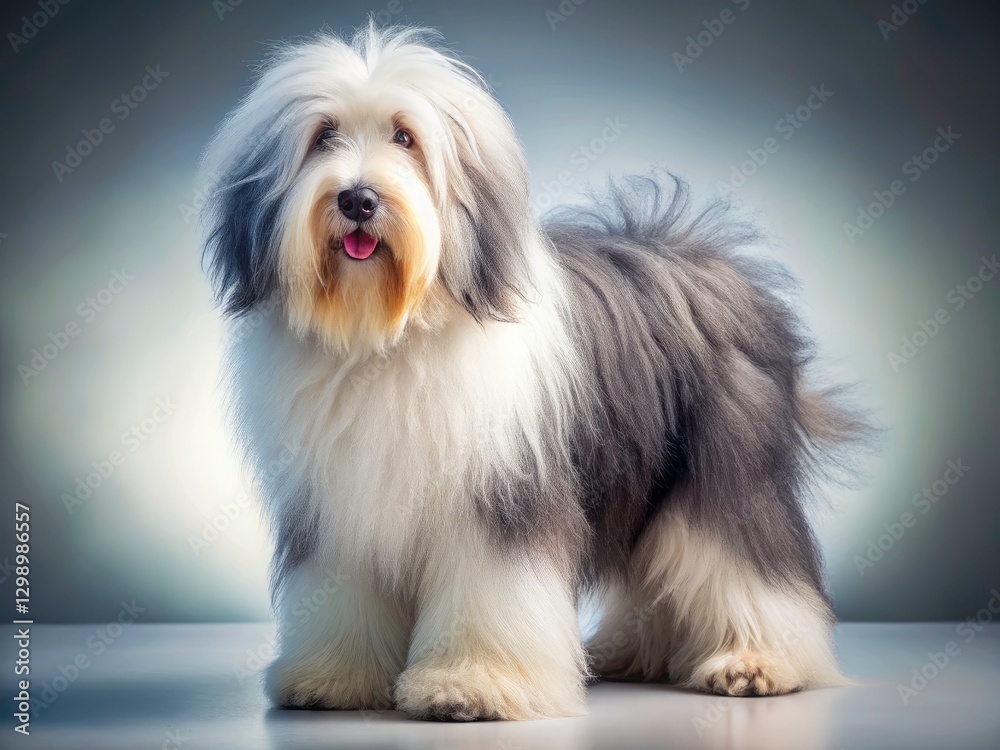 Surreal Old English Sheepdog Studio Portrait - Square Cutout, Whimsical Dog Photography Surreal Old English Sheepdog Studio Portrait - Square Cutout, Whimsical Dog Photography
