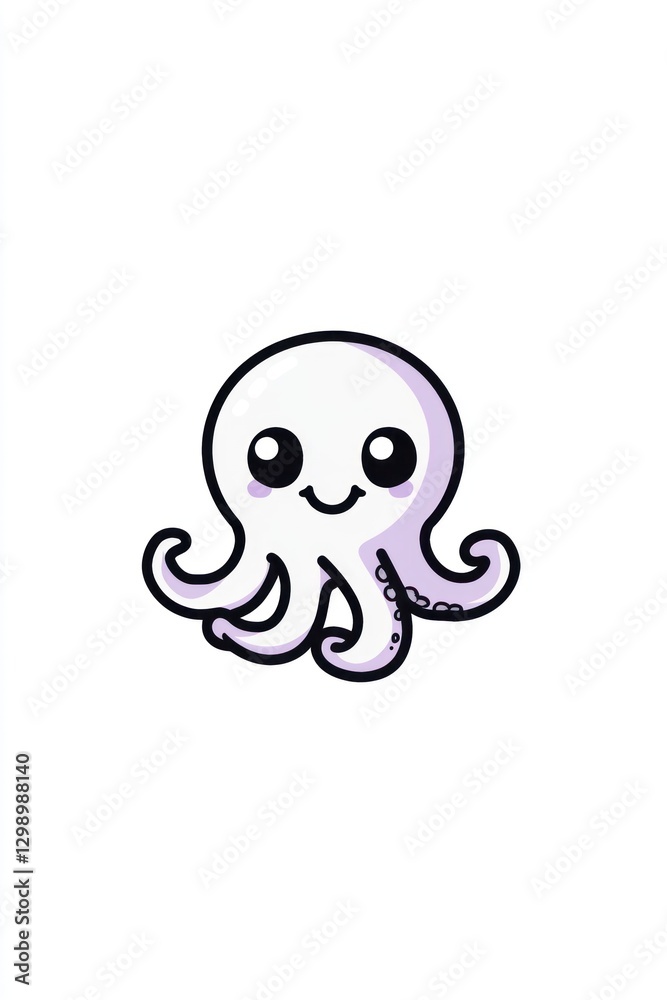 Cute cartoon octopus on white background. Possible use children's book illustration Cute cartoon octopus on white background. Possible use children's book illustration