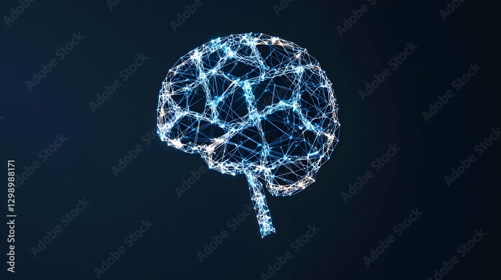Abstract Blue Brain Shape Representing Artificial Intelligence and Digital Network Concept Abstract Blue Brain Shape Representing Artificial Intelligence and Digital Network Concept