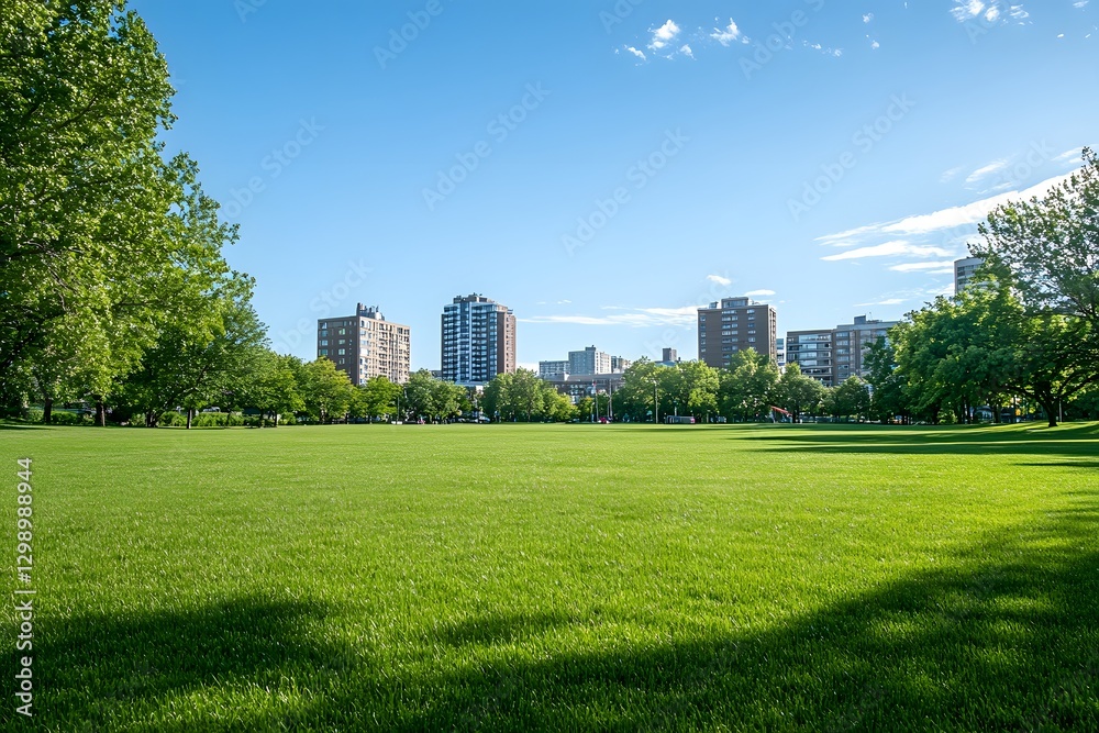Tranquil Green Park in the Heart of the City with Towering Skyscrapers Tranquil Green Park in the Heart of the City with Towering Skyscrapers