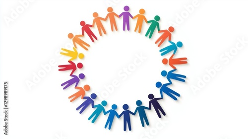 Colorful paper cutouts of people standing in a circle symbolizing unity and diversity.